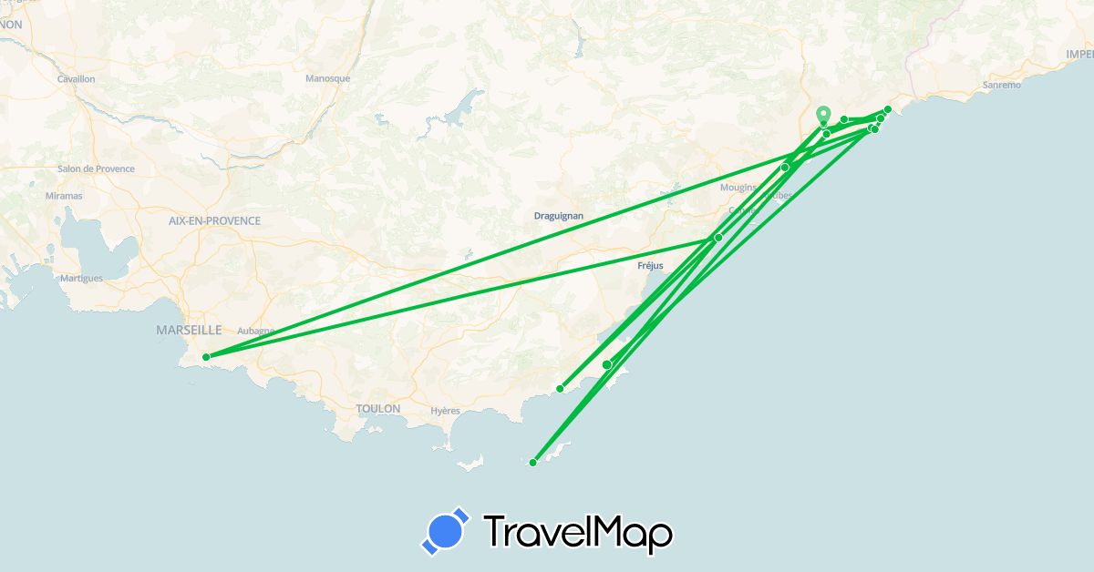 TravelMap itinerary: bus in France (Europe)
